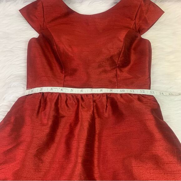 Alfred Sung Cap Sleeve Red Cocktail Gown Size 0 T0390 - Picture 3 of 6